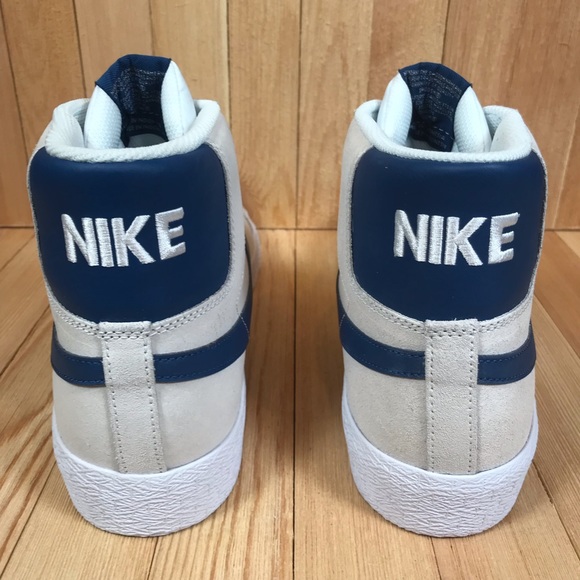 Nike SB Zoom Blazer Mid White Blue Skate Shoes - Picture 3 of 5